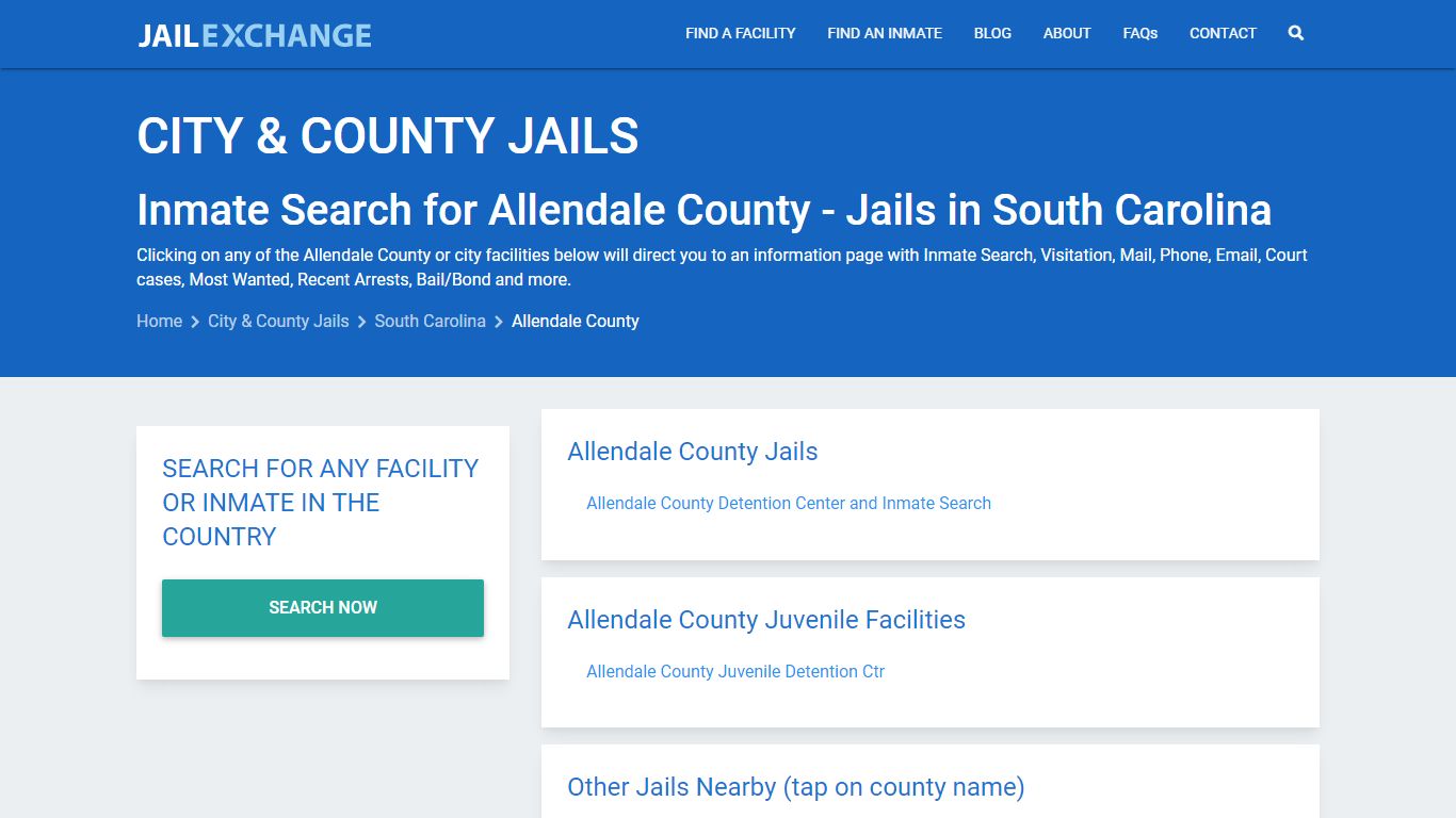 Inmate Search for Allendale County - Jails in South Carolina